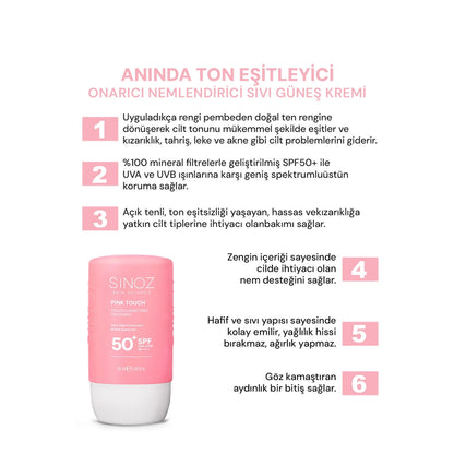 Sinoz Pink Touch Tone Evening Pink Liquid Sunscreen SPF50+ 50 ml