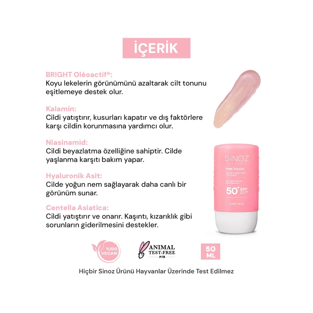 Sinoz Pink Touch Tone Evening Pink Liquid Sunscreen SPF50+ 50 ml