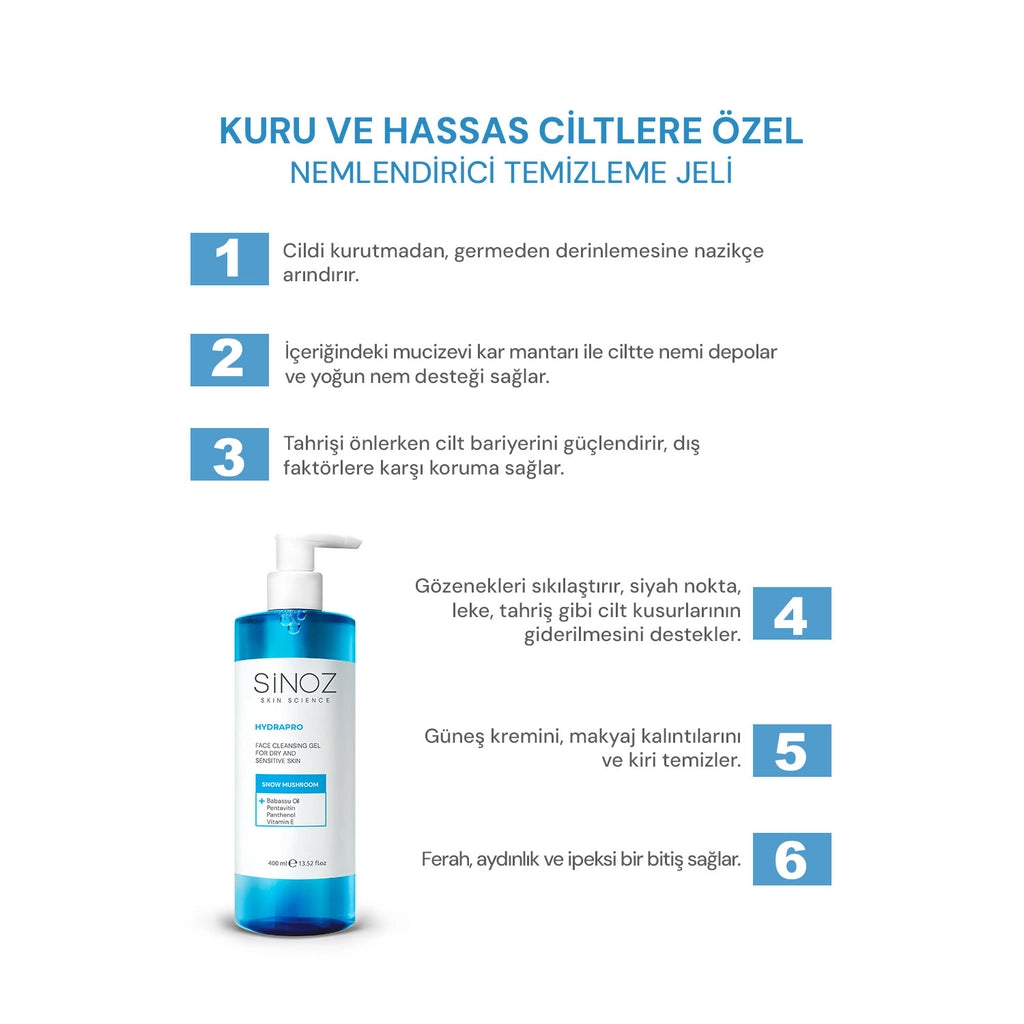 Sinoz Facial Cleansing Gel for Dry and Sensitive Skin 400 ml