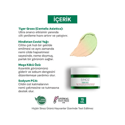Sinoz Pure Cica Tiger Grass Face Cream 15 ml