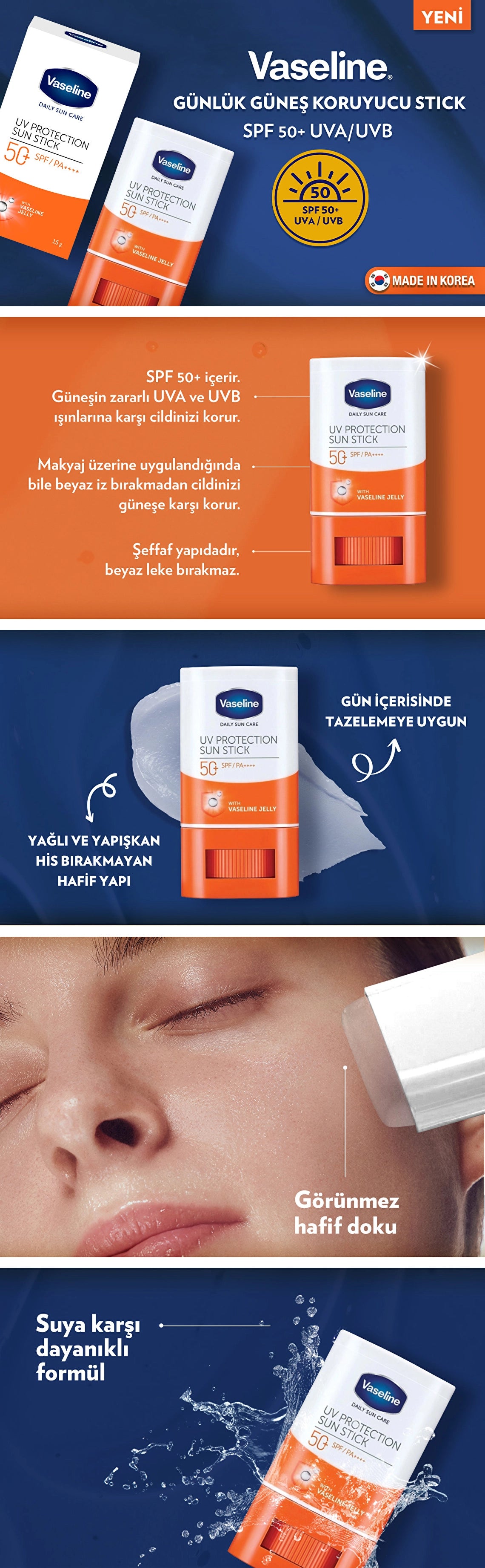 Vaseline Daily Sunscreen Stick SPF 50+ 15 gr