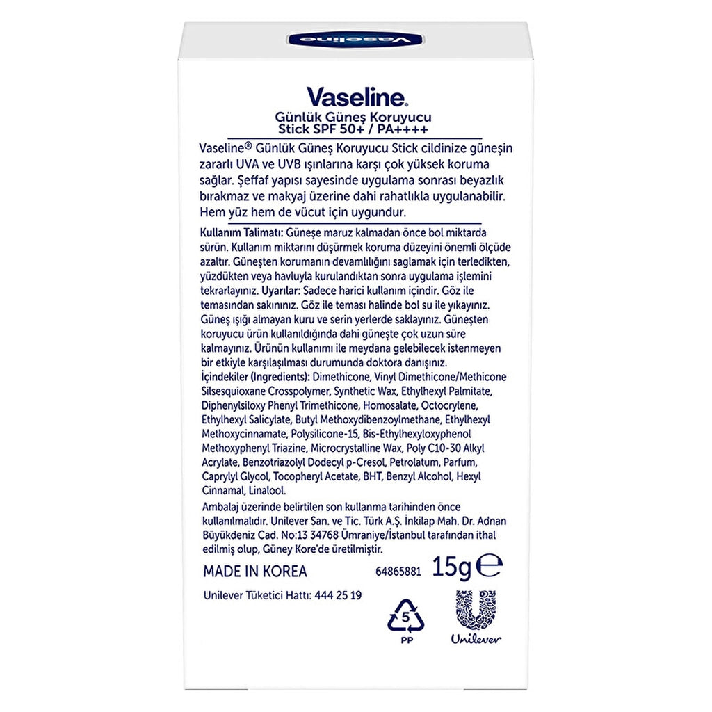 Vaseline Daily Sunscreen Stick SPF 50+ 15 gr