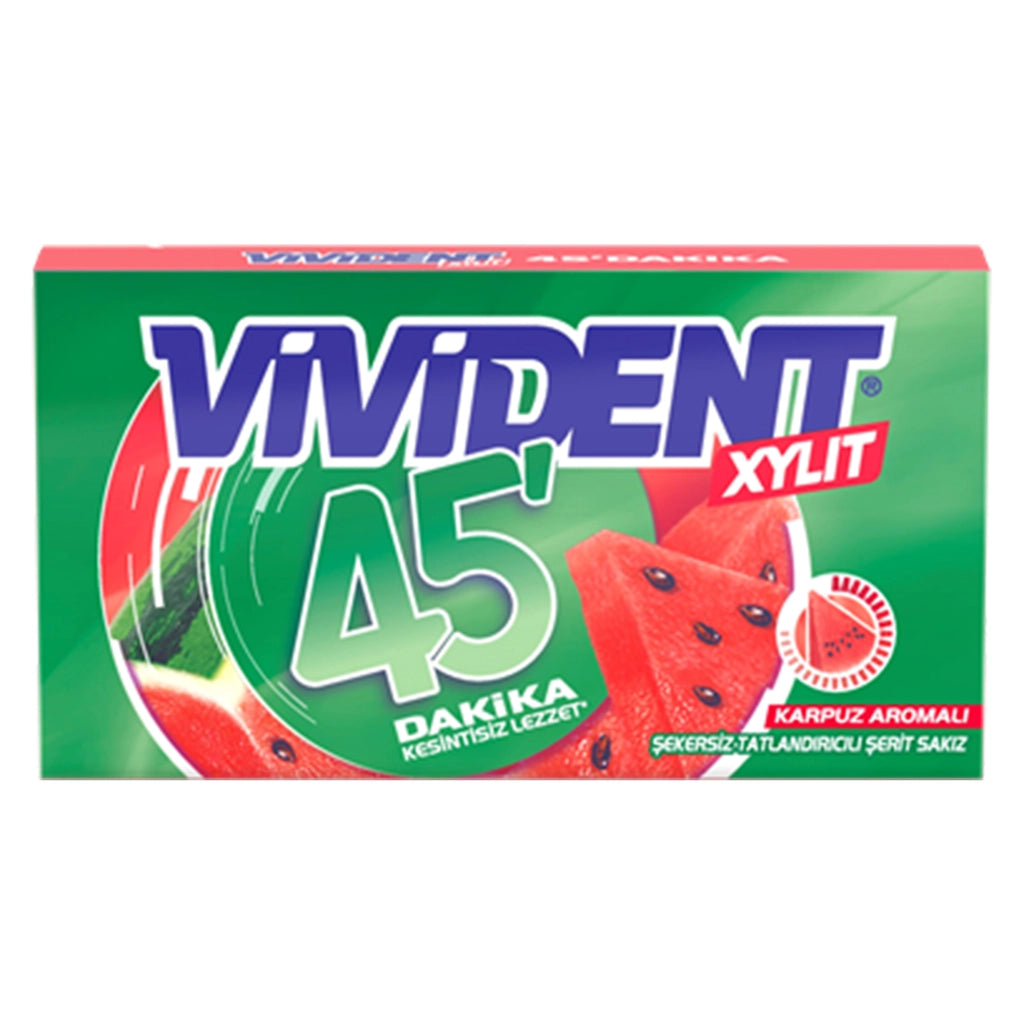 Vivident Xylit 45 Minutes Watermelon Flavored Gum 26 gr