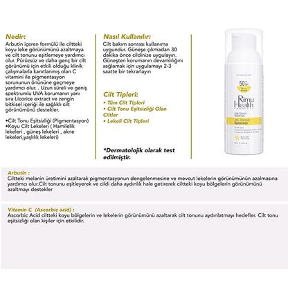 Rimu Health Skin Tone Equalizing Brightening Sun Cream for Blemishes 50 ml (Arbutin)