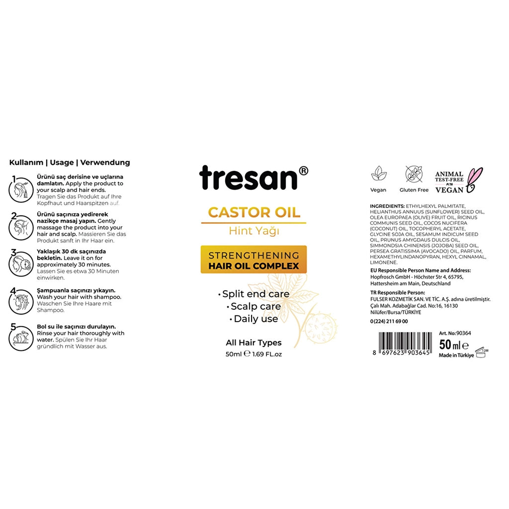 Tresan Castor Oil Strengthening Hair Care Oil Complex 50 ml