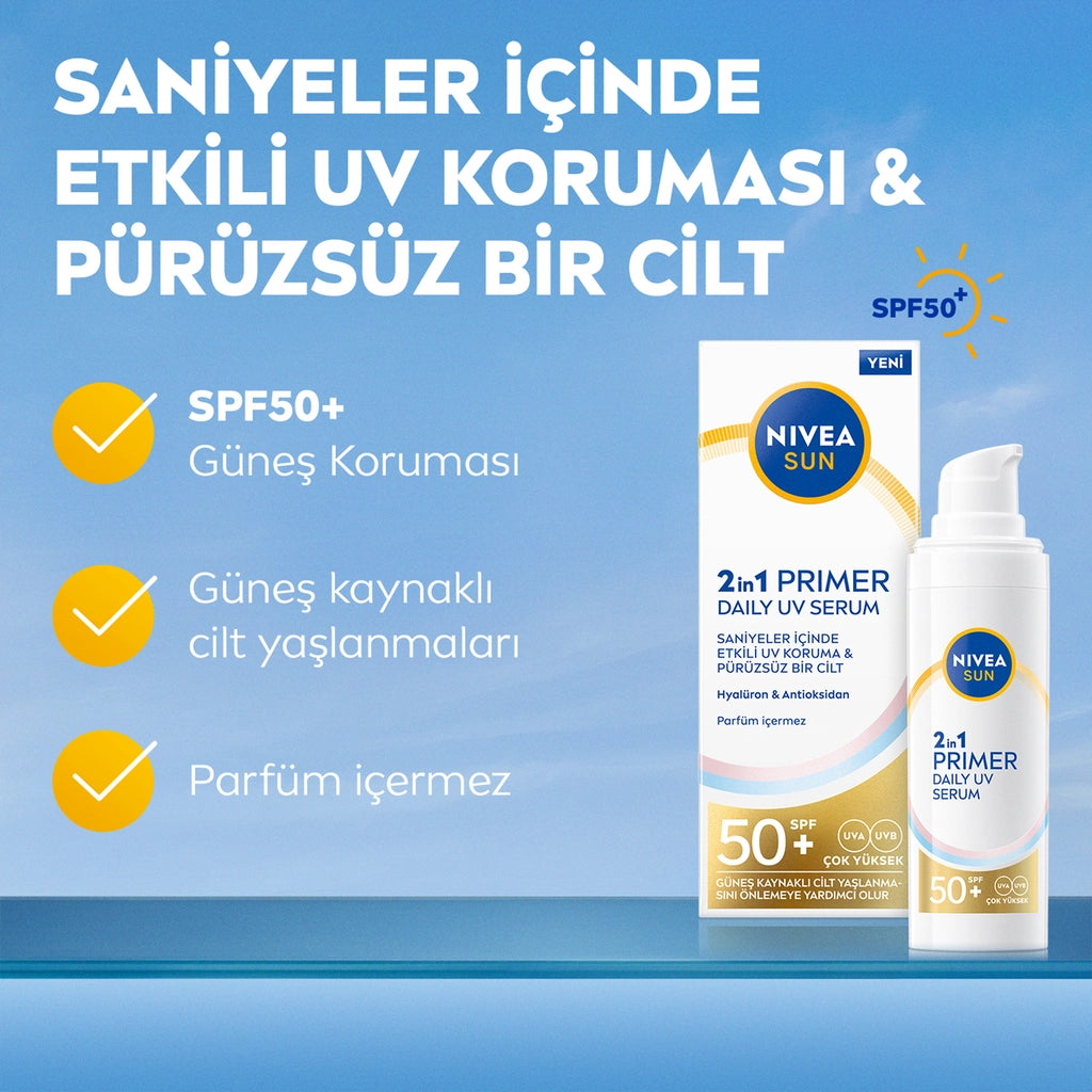 Nivea Sun SPF50 2 in 1 UV Protection &amp; Smoothness Primer Serum 30 ml