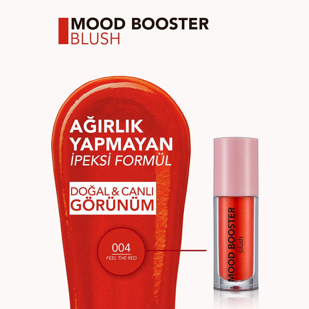 Flormar Mood Booster Intense Color Giving Natural Shimmer Blush 004 Feel the Red