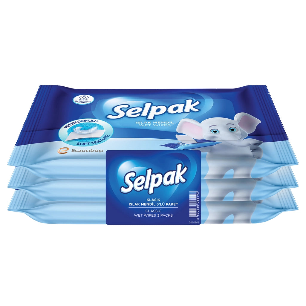 Selpak Classic Wet Pocket Wipes 3 x 15pcs