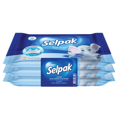 Selpak Classic Wet Pocket Wipes 3 x 15pcs
