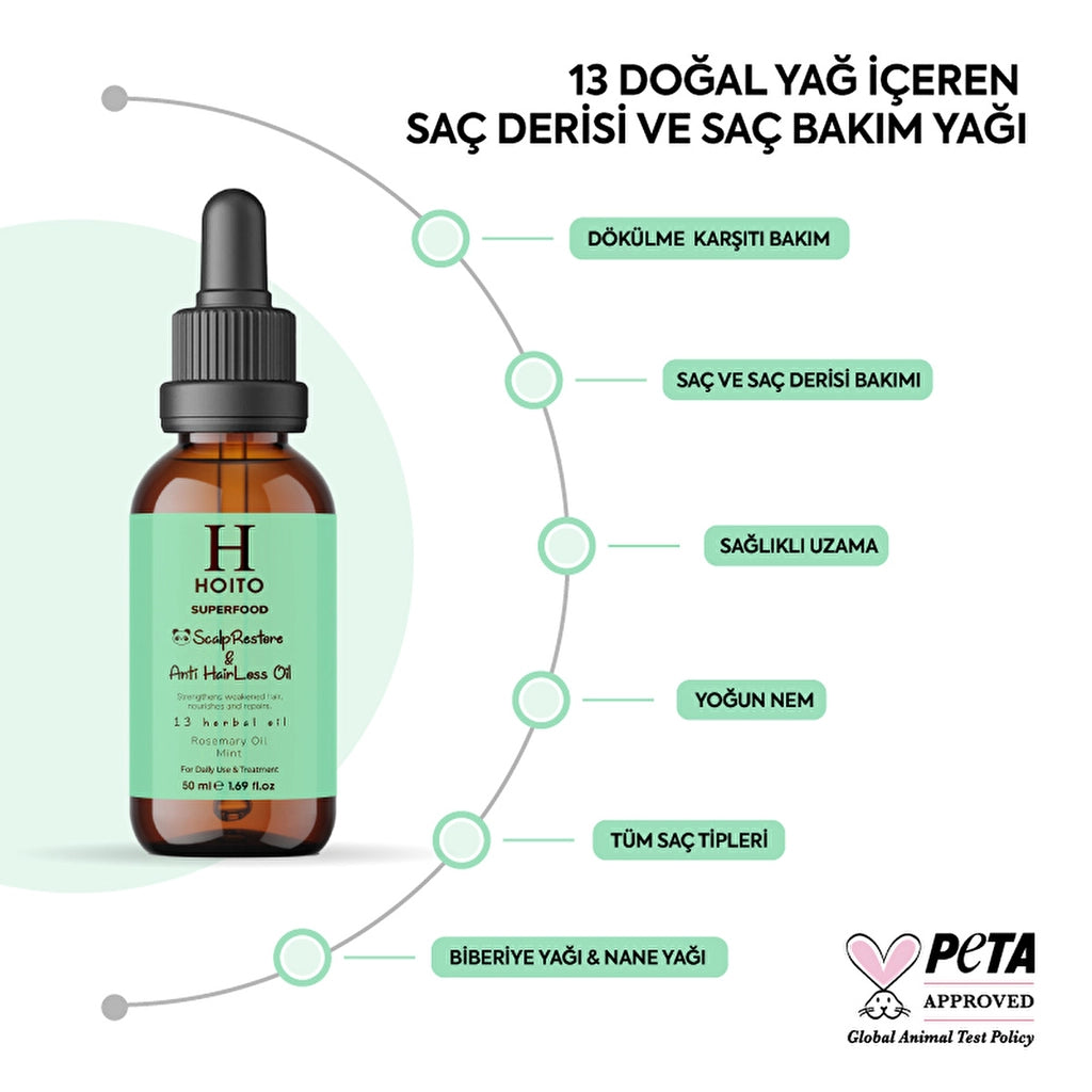 Hoito Superfood Anti-Hair Loss Hair and Scalp Care Oil with Rosemary &amp; Mint 50 ml