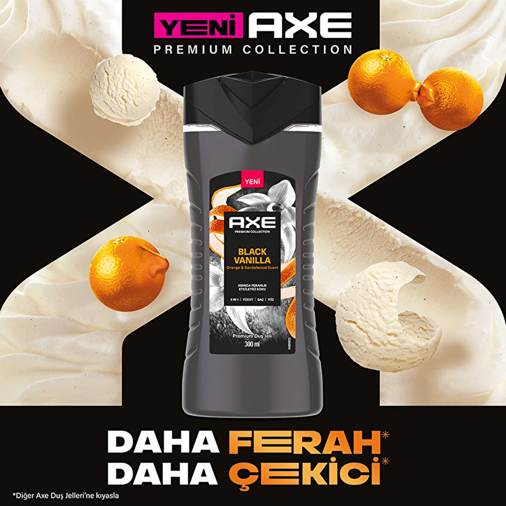 Axe Premium Collection Shower Gel Black Vanilla 3 in 1 Body Hair Face 300 ml