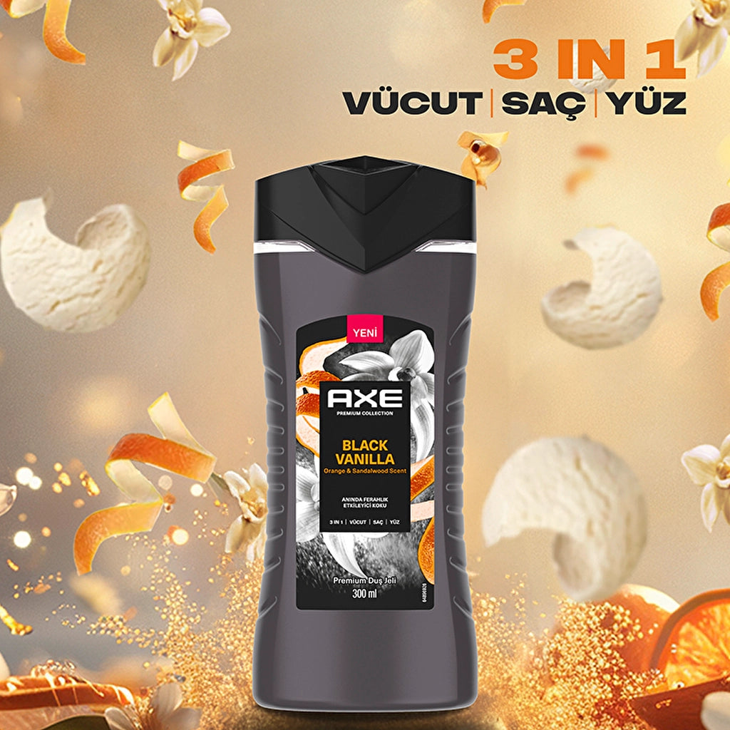 Axe Premium Collection Shower Gel Black Vanilla 3 in 1 Body Hair Face 300 ml