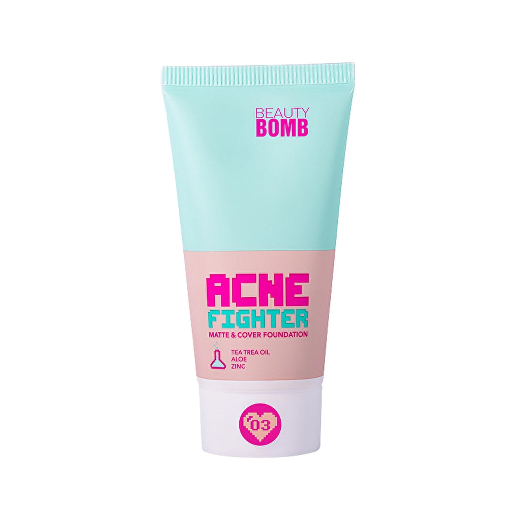 Beauty Bomb Matte &amp; Cover Foundation Acne Fighter 03 - High-Coverage Matte Foundation for Oily Skin