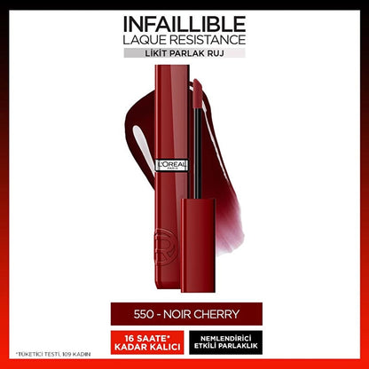 Loreal Paris Infaillible Laque Resistance Liquid Shiny Lipstick 550 Noir Cherry
