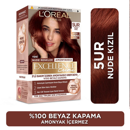 Loreal Paris Excellence Creme Nude Colors Hair Dye - 6U Nude Dark Auburn