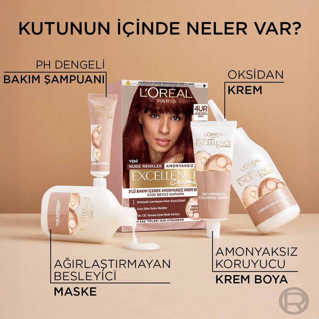 Loreal Paris Excellence Creme Nude Colors Hair Dye - 4UR Nude Dark Red