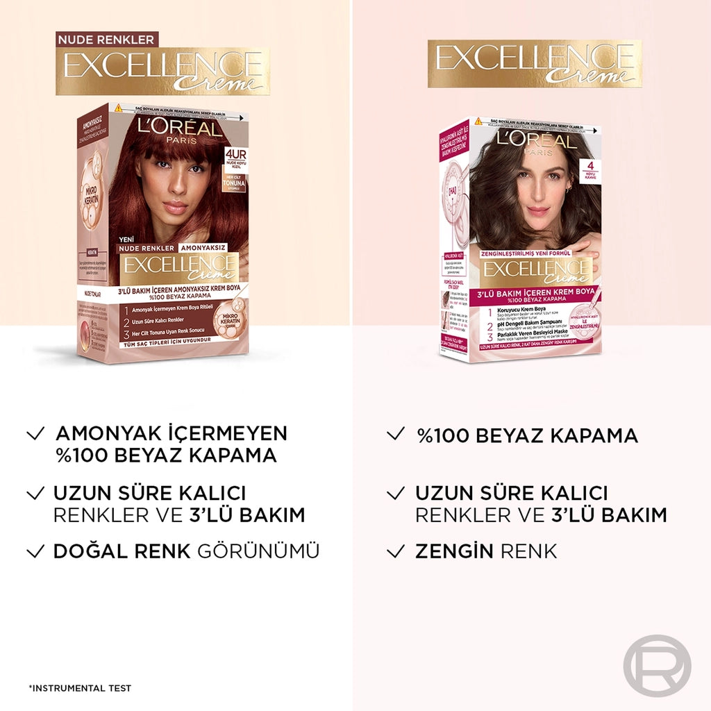 Loreal Paris Excellence Creme Nude Colors Hair Dye - 4UR Nude Dark Red