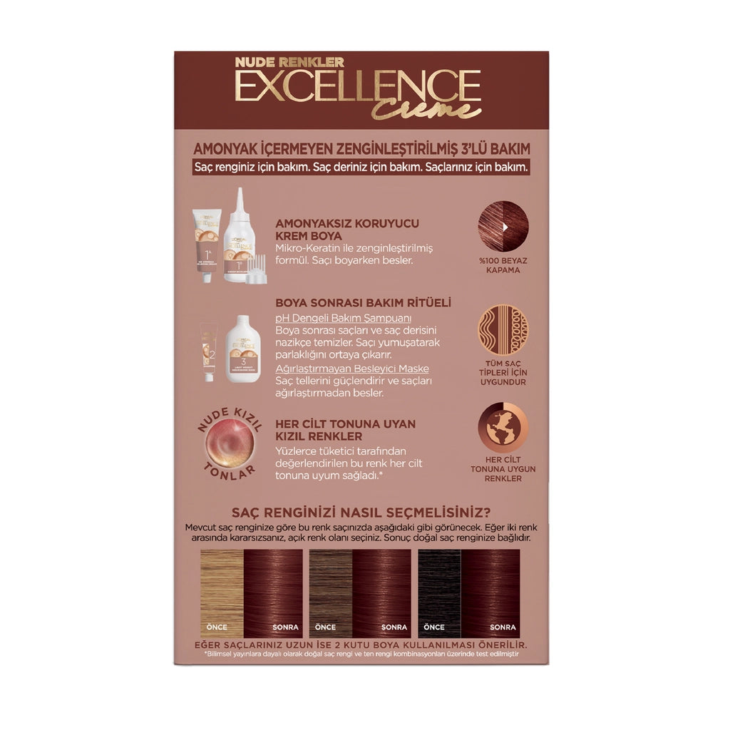 Loreal Paris Excellence Creme Nude Colors Hair Dye - 4UR Nude Dark Red