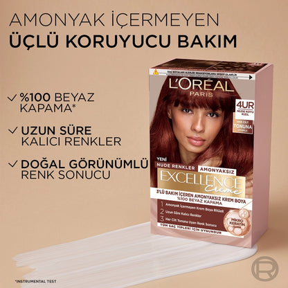 Loreal Paris Excellence Creme Nude Colors Hair Dye - 4UR Nude Dark Red