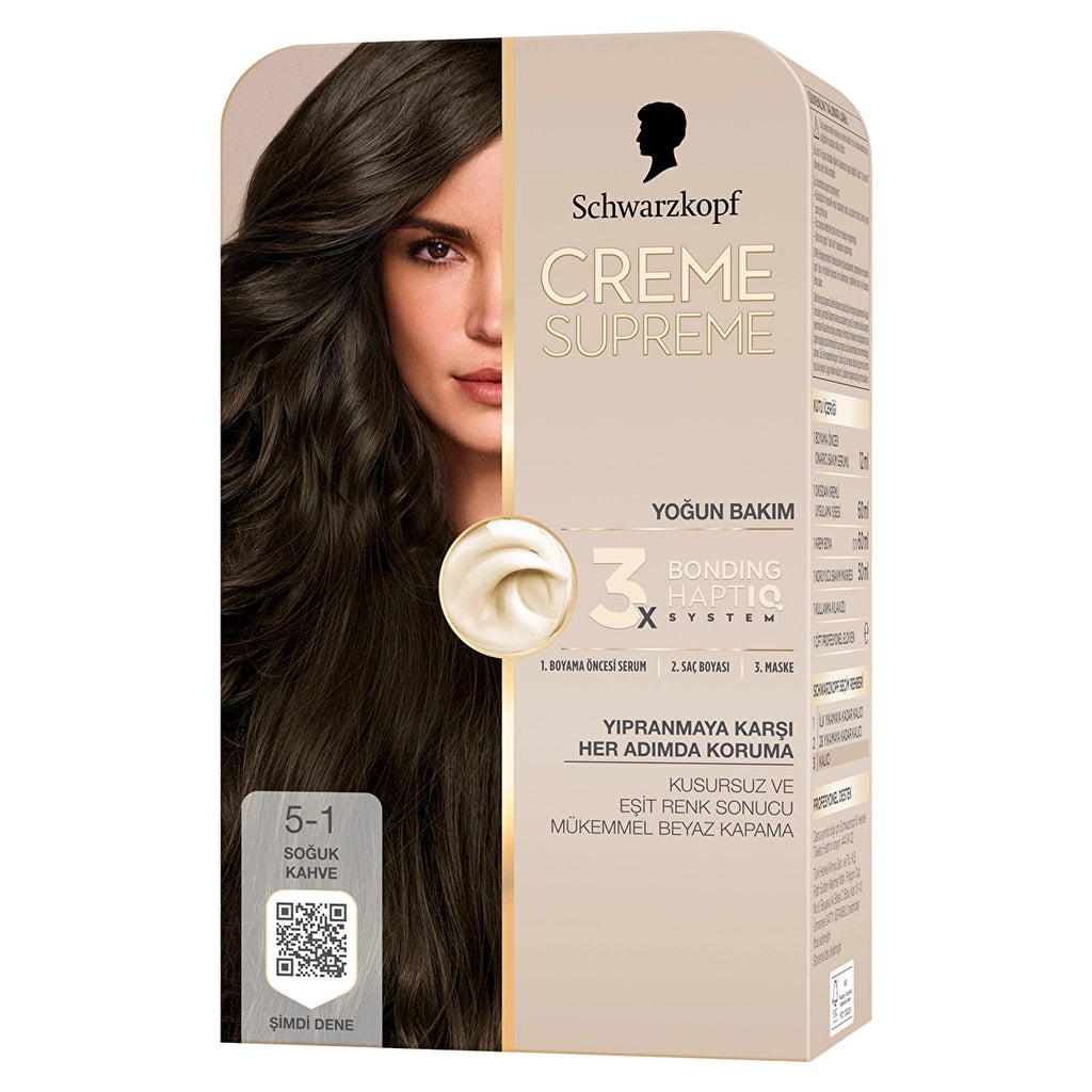 Schwarzkopf Creme Supreme Intensive Care Full Kit Hair Dye 5-1 Cold Brown