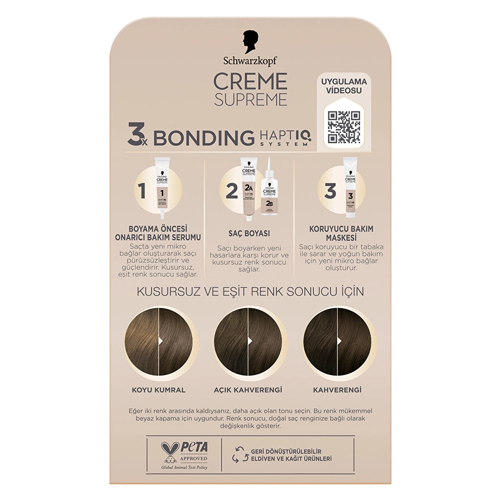 Schwarzkopf Creme Supreme Intensive Care Full Kit Hair Dye 6-16 Ashy Cold Light Brown