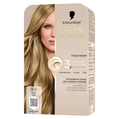 Schwarzkopf Creme Supreme Intensive Care Full Kit Hair Dye 8-0 Dark Blonde