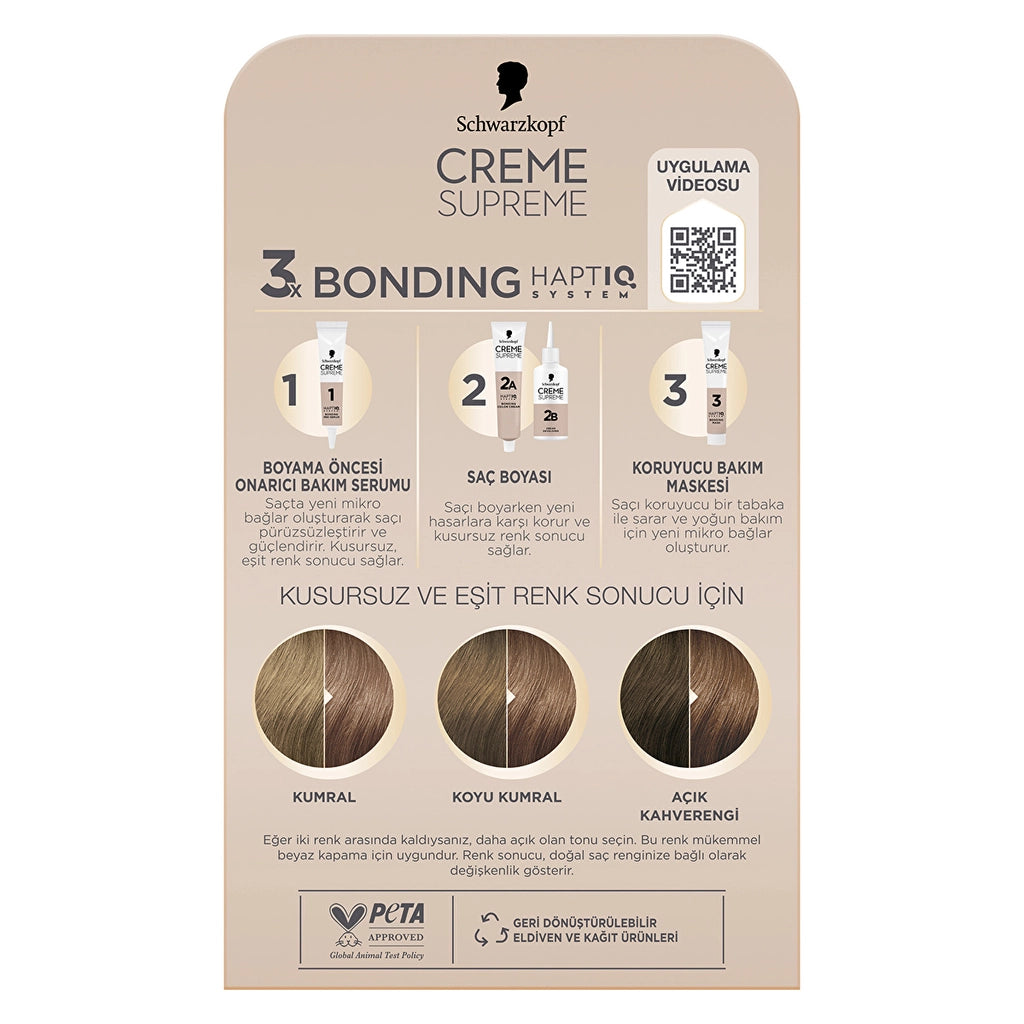 Schwarzkopf Creme Supreme Intensive Care Full Kit Hair Dye 7-16 Ashy Cold Auburn