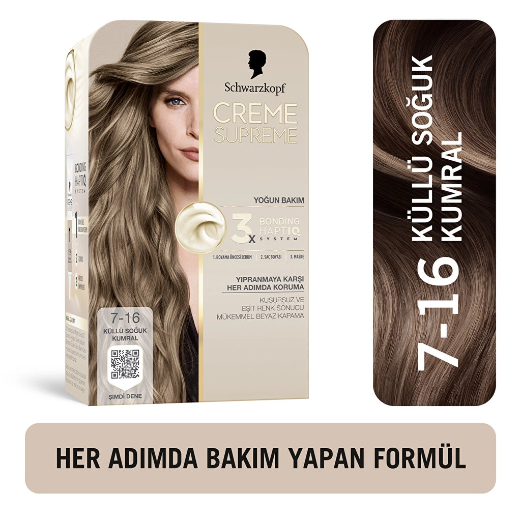 Schwarzkopf Creme Supreme Intensive Care Full Kit Hair Dye 1-1 Cold Black