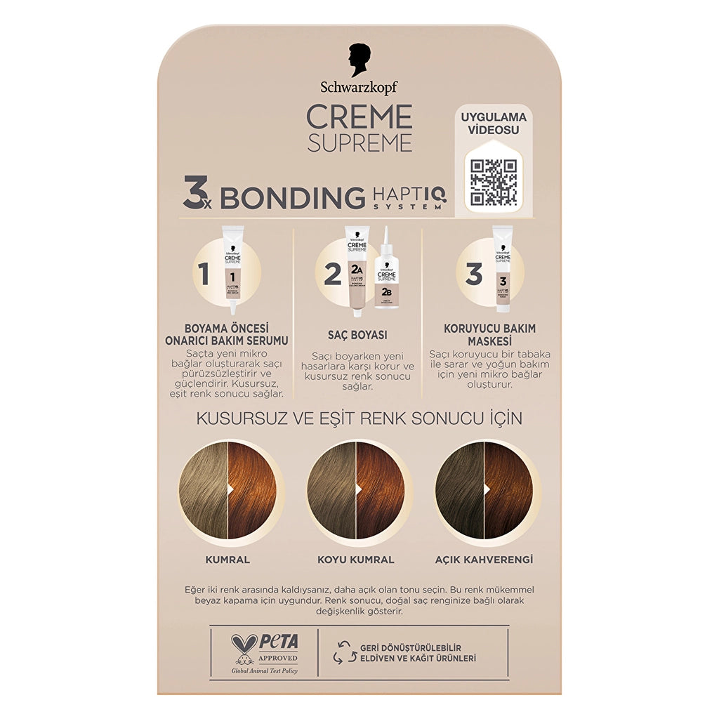 Schwarzkopf Creme Supreme Intensive Care Full Kit Hair Dye 7-7 Warm Copper