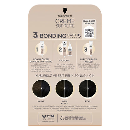 Schwarzkopf Creme Supreme Intensive Care Full Kit Hair Dye 1-0 Black