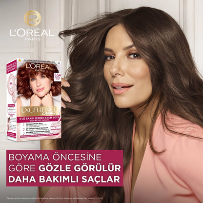 Loreal Paris Excellence Creme Hair Dye - 6.54 Light Red Brown