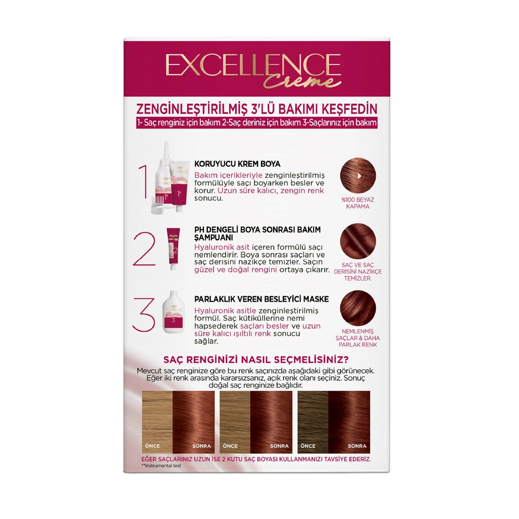 Loreal Paris Excellence Creme Hair Dye - 6.54 Light Red Brown