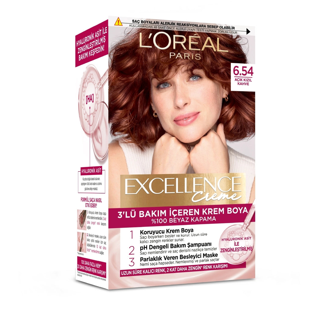 Loreal Paris Excellence Creme Hair Dye - 6.54 Light Red Brown