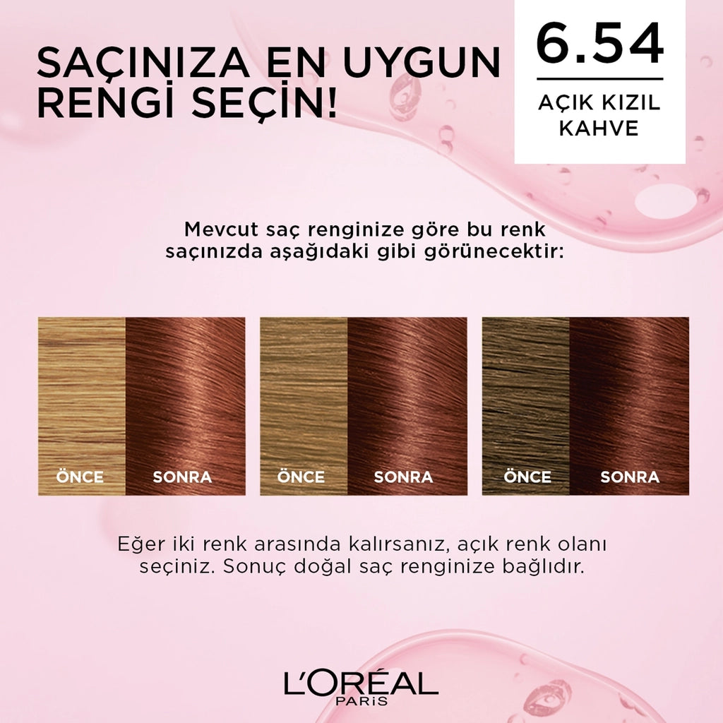 Loreal Paris Excellence Creme Hair Dye - 6.54 Light Red Brown