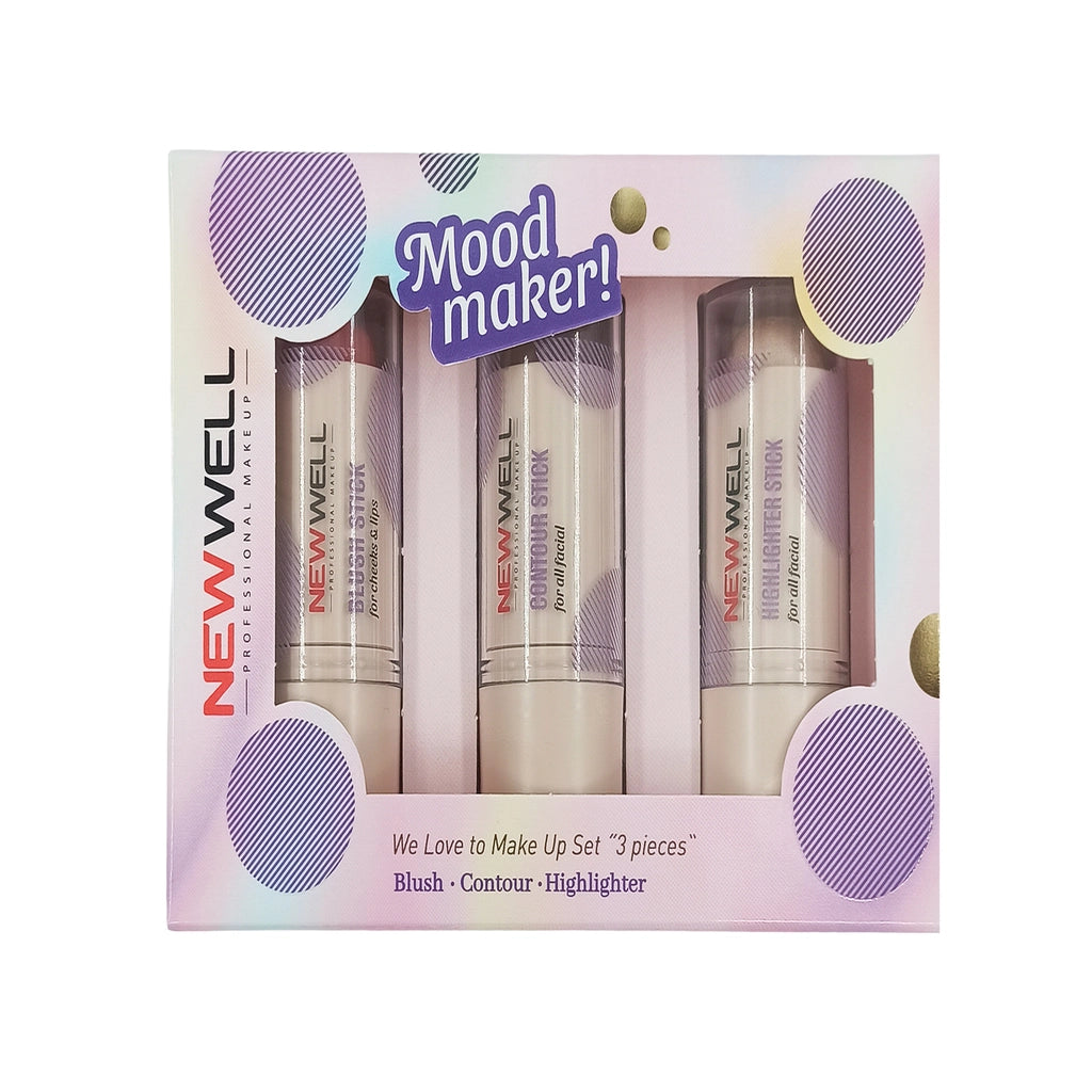 New Well Mood Baker! Makeup Set Stick Blush - Stick Contour - Stick Highlighter (Set of 3)