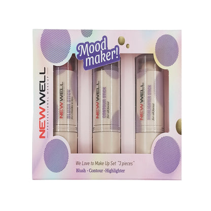 New Well Mood Baker! Makeup Set Stick Blush - Stick Contour - Stick Highlighter (Set of 3)