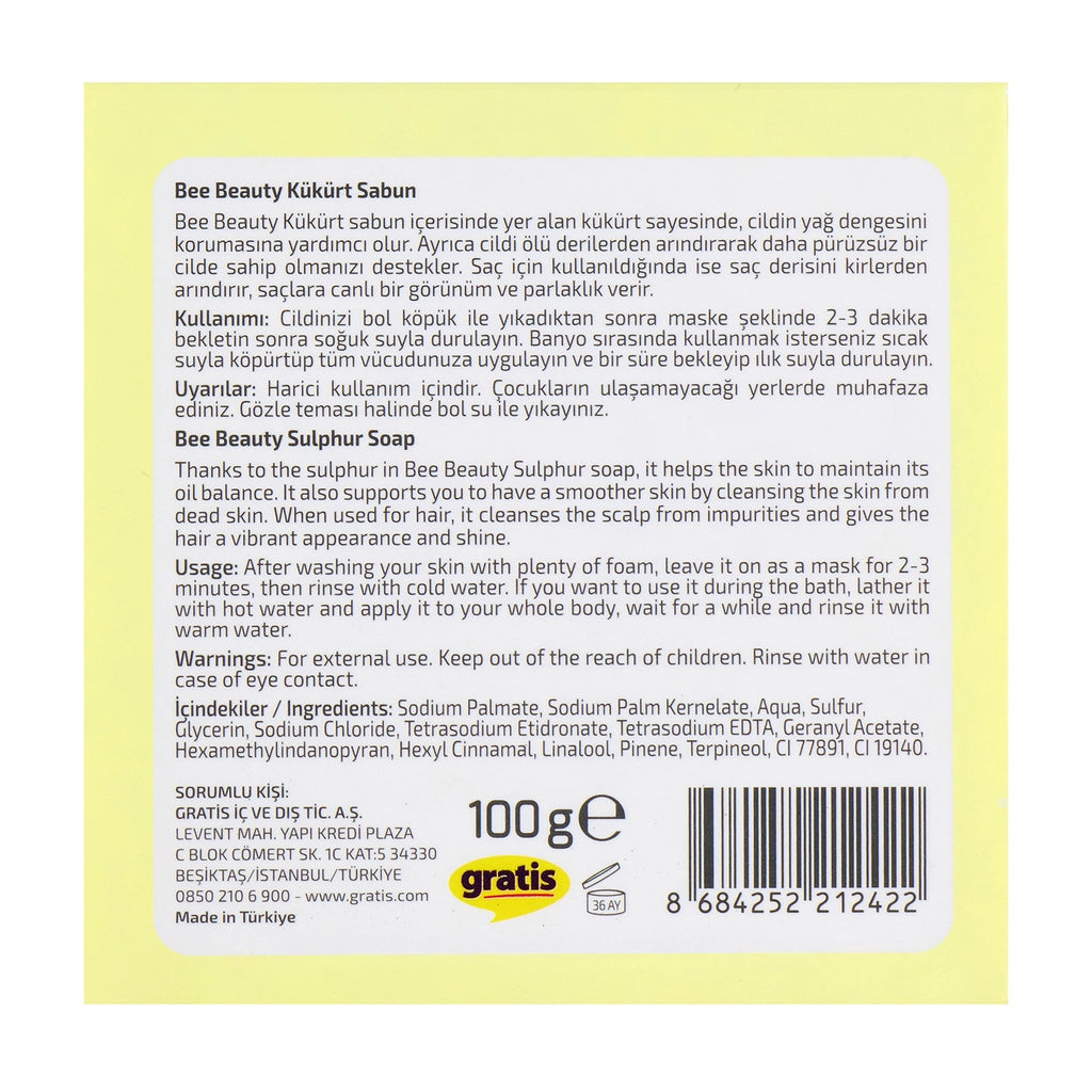 Bee Beauty Sulfur Soap Bar 100 gr