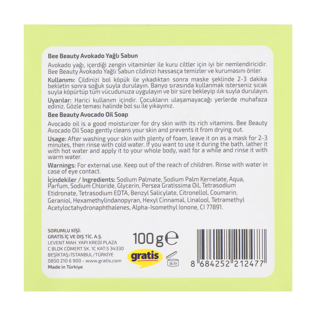 Bee Beauty Avocado Oil Soap Bar 100 gr