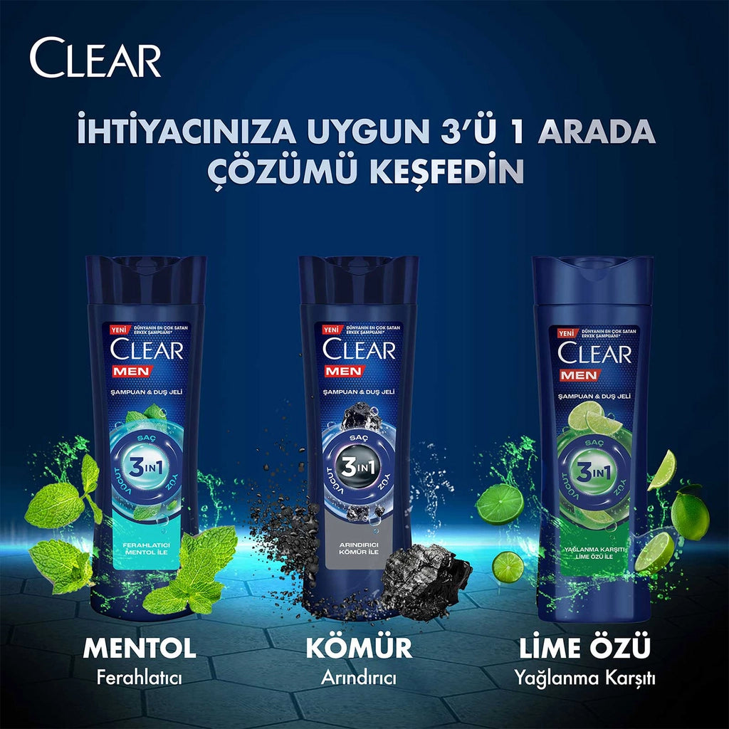 Clear Men 3in1 Anti-Oil Lime Essence Shampoo &amp; Shower Gel 350 ml