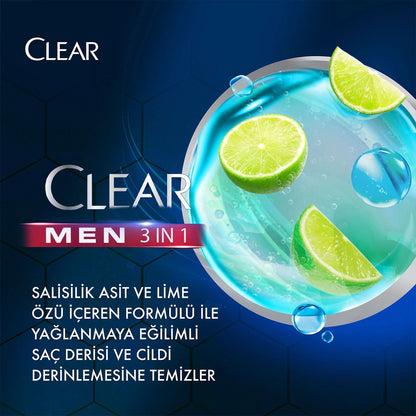 Clear Men 3in1 Anti-Oil Lime Essence Shampoo &amp; Shower Gel 350 ml