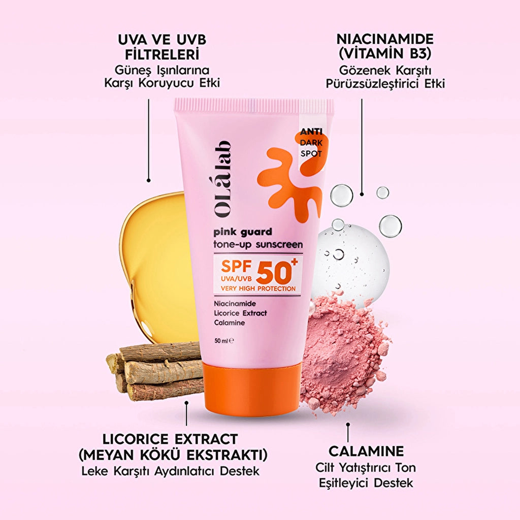 Olalab Brightening Tone Equalizer SPF 50+ High UV Protection Pink Face Sun Cream 50 ml