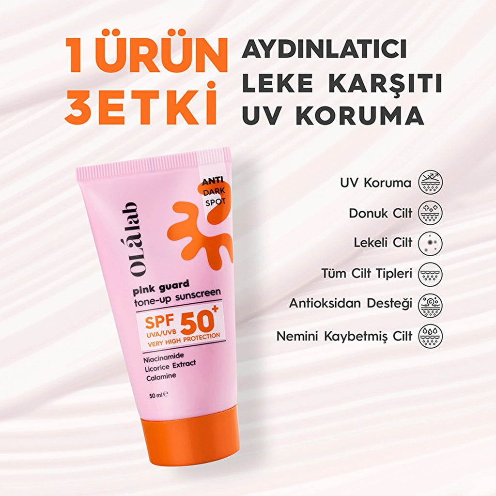Olalab Brightening Tone Equalizer SPF 50+ High UV Protection Pink Face Sun Cream 50 ml