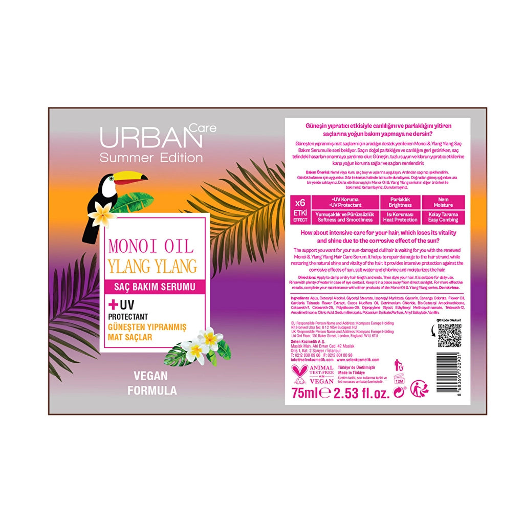 Urban Care Monoi Ylang Ylang Special Care Hair Serum for Sun-Damaged Dull Hair 75 ml