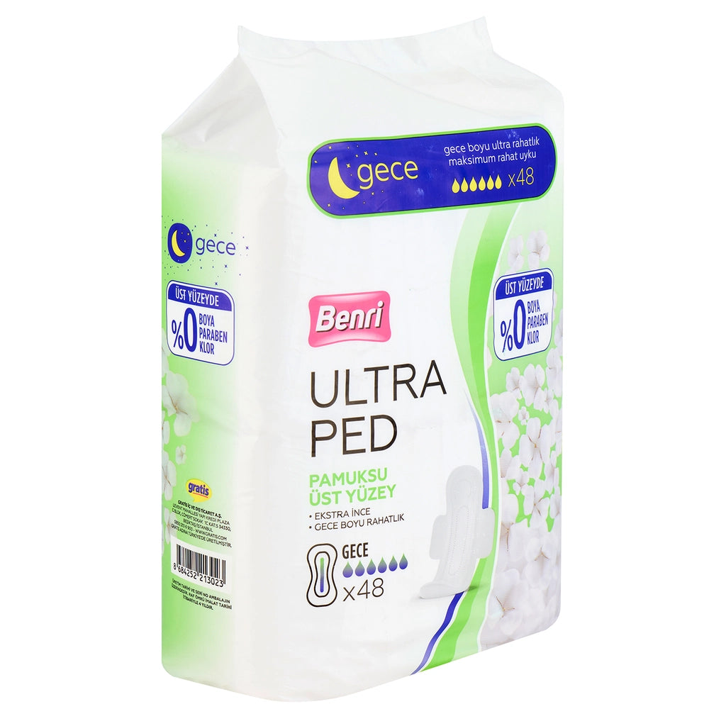 Benri Ultra Hygienic Pads Cotton Night 48 Pack