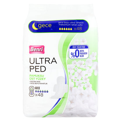 Benri Ultra Hygienic Pads Cotton Night 48 Pack