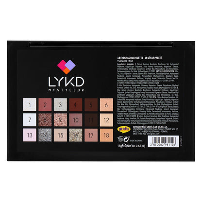 LYKD 18-Piece Eyeshadow Palette Nude Edge