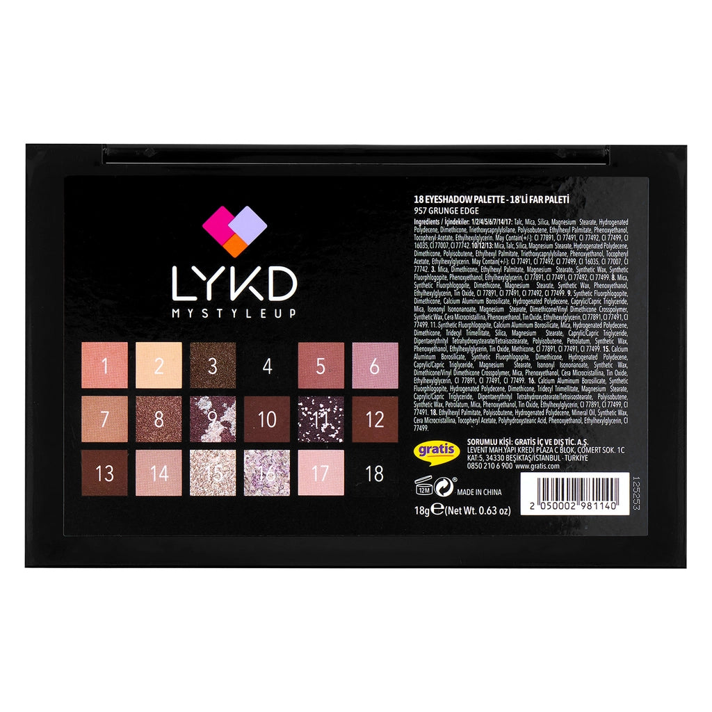 LYKD 18-Piece Eyeshadow Palette Grunge Edge