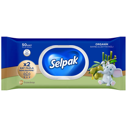 Selpak Organic Bamboo Extract &amp; Olive Oil Wet Wipes 50 Pieces
