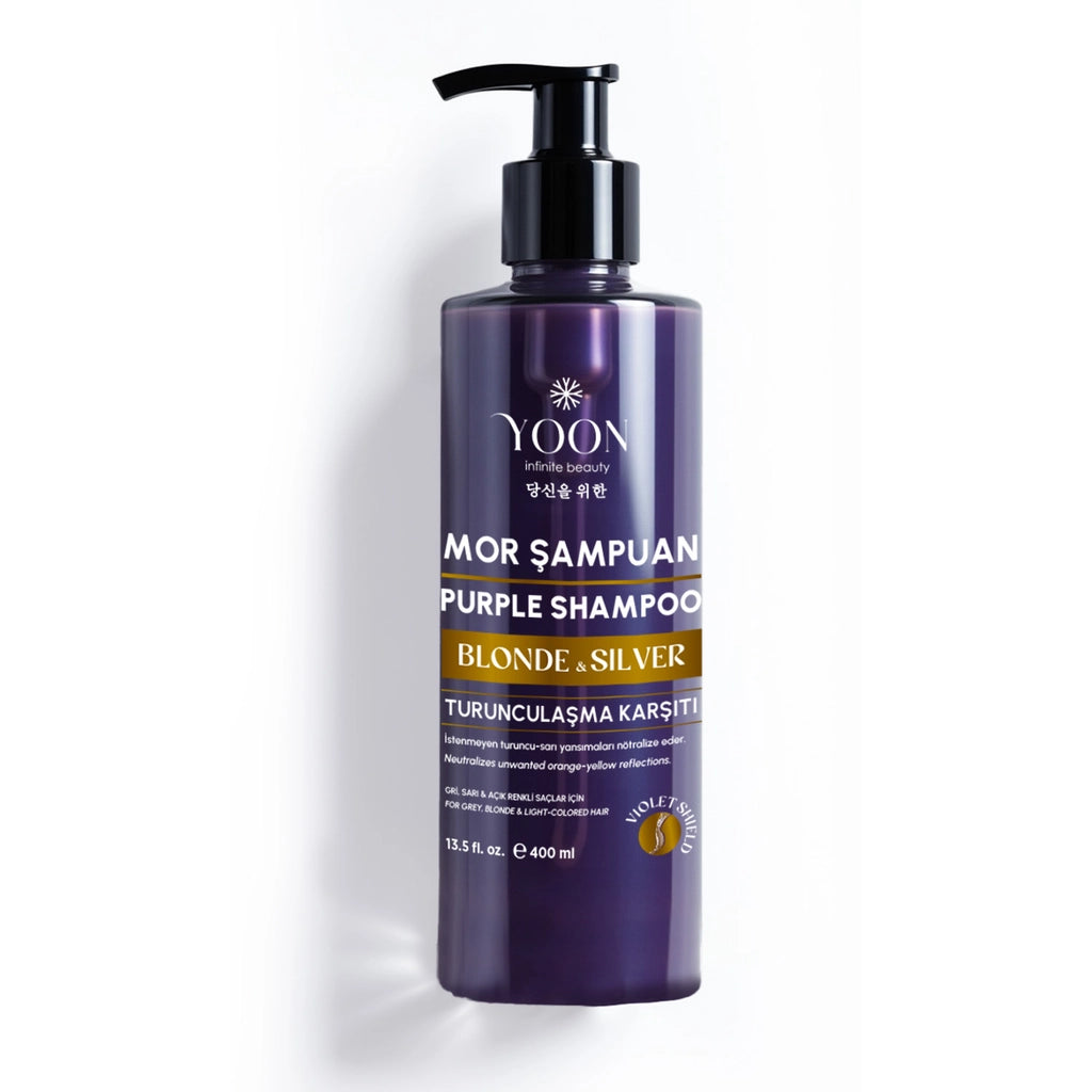 Yoon Anti-Orange Purple Shampoo 400 ml (Special Color Protector for Blonde, Grey, Platinum Hair)