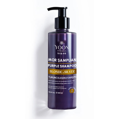 Yoon Anti-Orange Purple Shampoo 400 ml (Special Color Protector for Blonde, Grey, Platinum Hair)